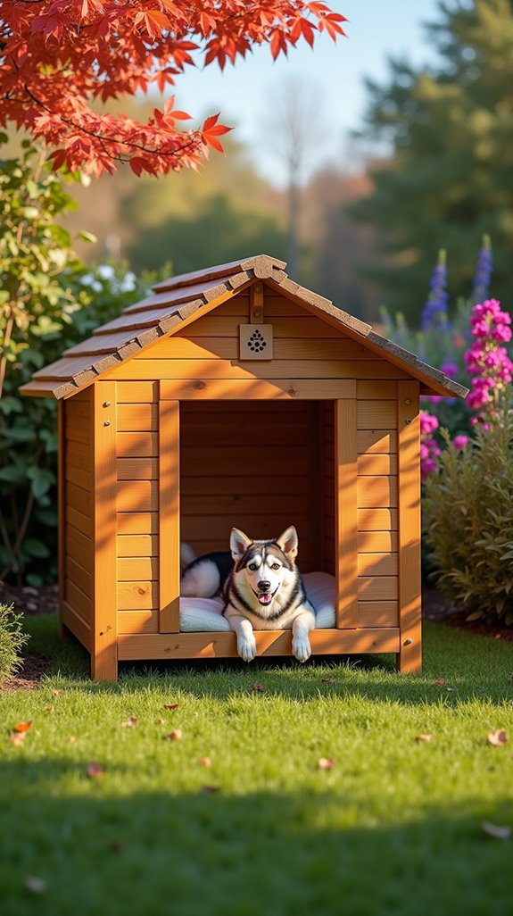 elevated wooden dog house
