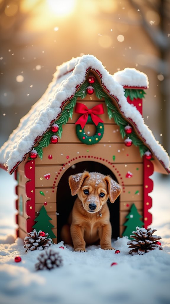 festive paper dog house
