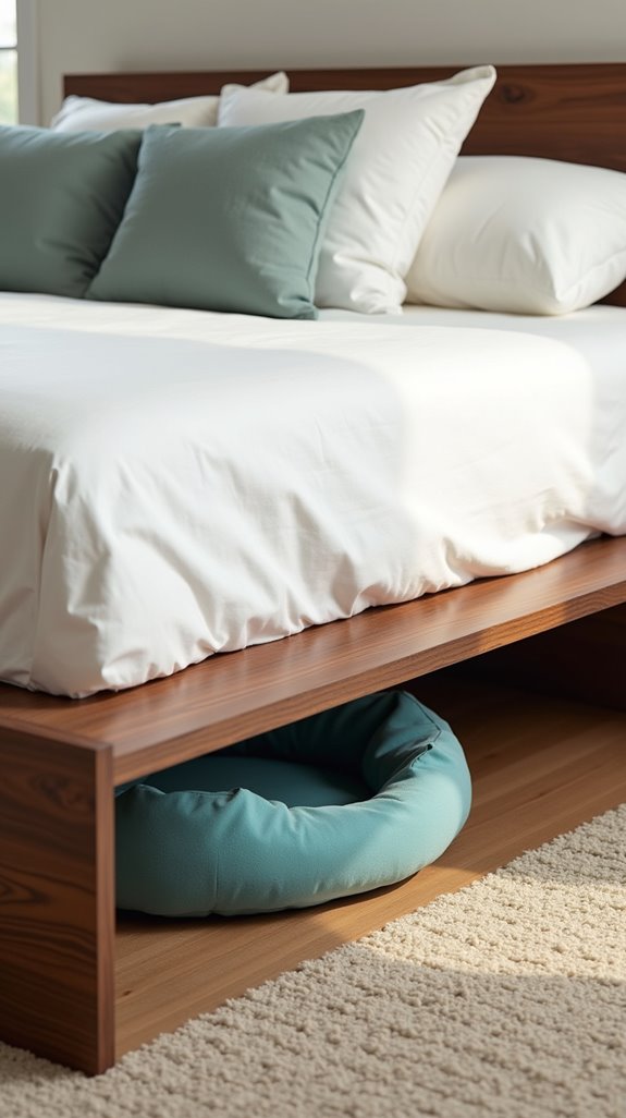modern bed with pet compartment