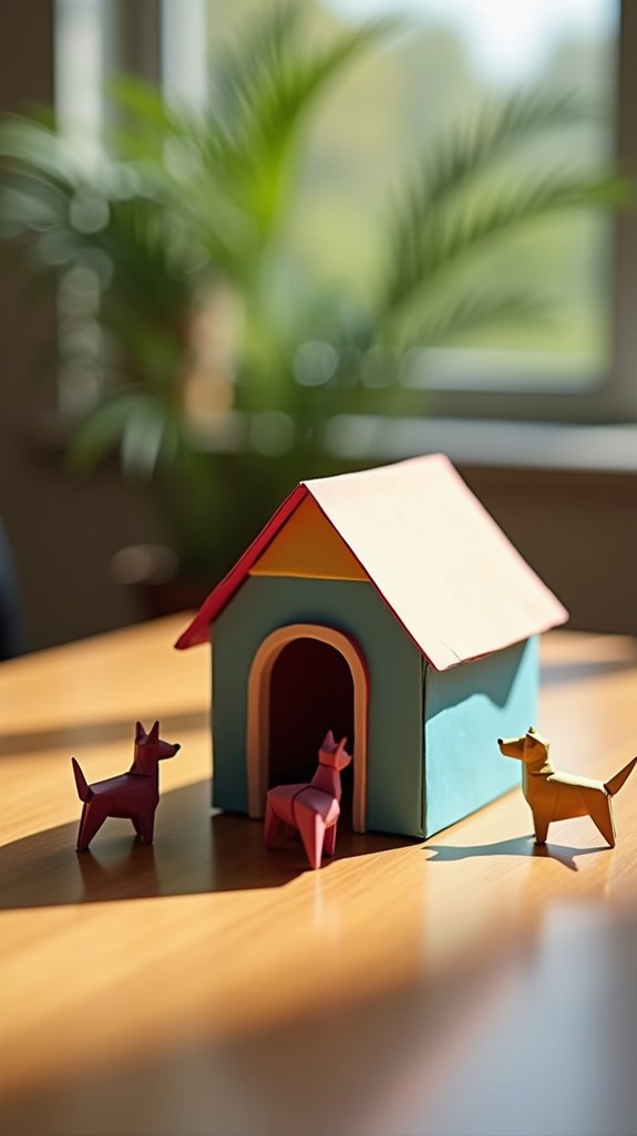 origami colorful dog house
