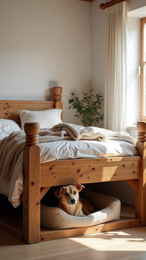 rustic bed with dog nook