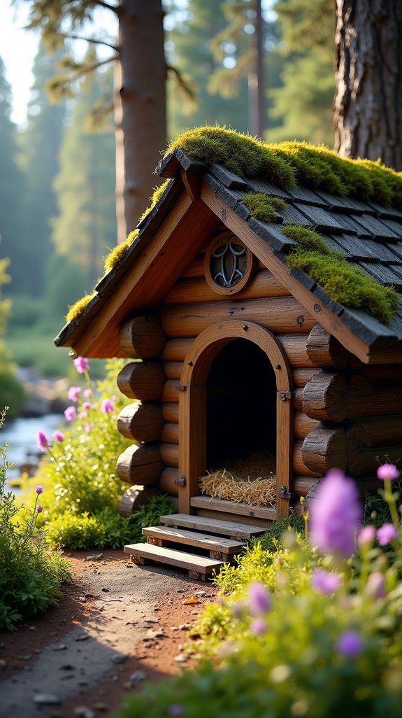 rustic log cabin dog house
