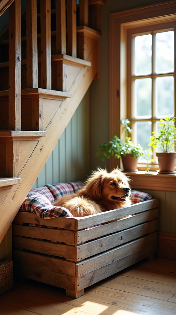 rustic wooden crate dog bed