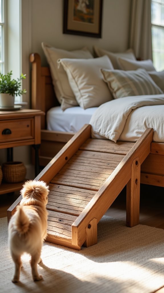 rustic wooden dog ramp