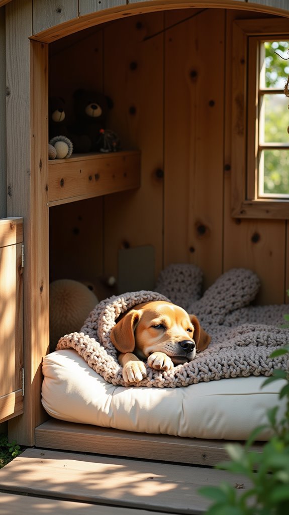 rustic wooden dog retreat