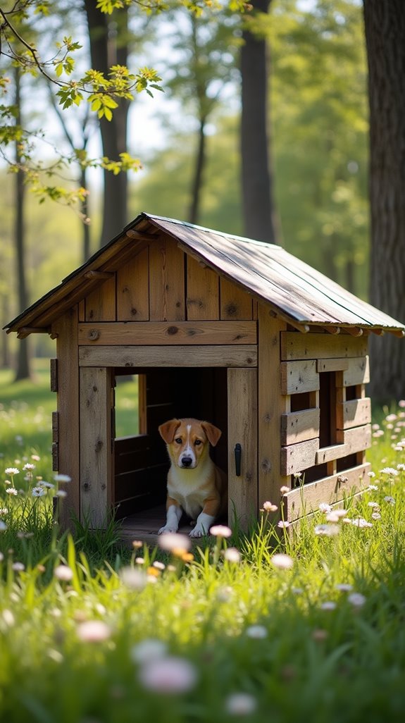 rustic wooden dog shelter