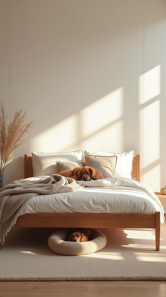 scandinavian bed with dog section