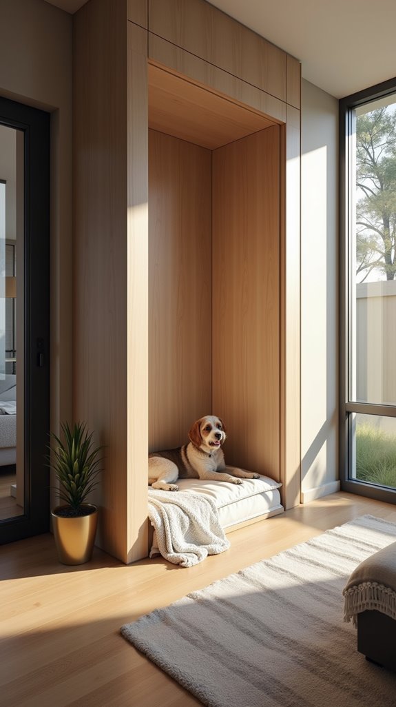 stylish built in dog bed
