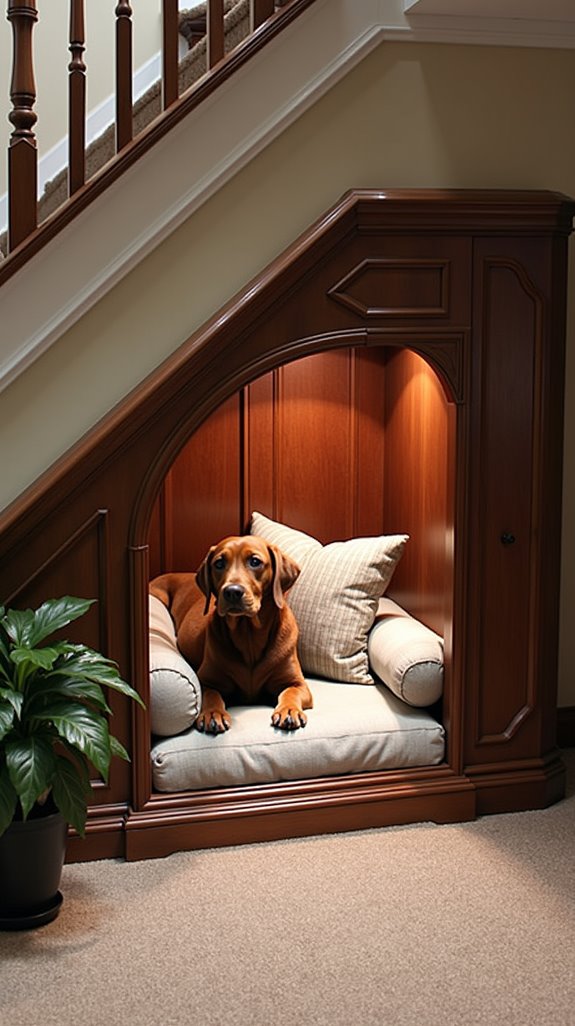 stylish under stairs dog house
