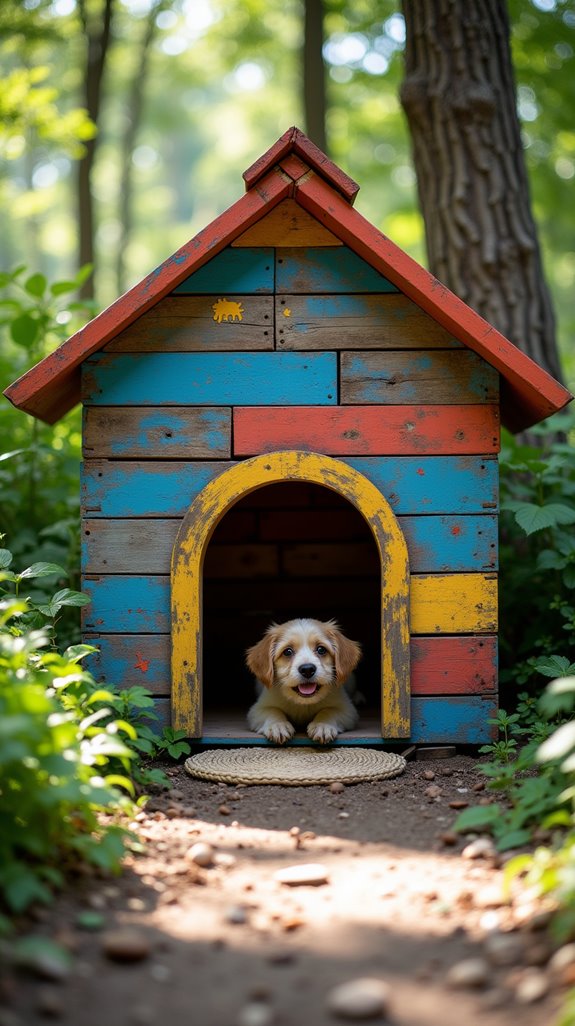 vibrant colorful dog house