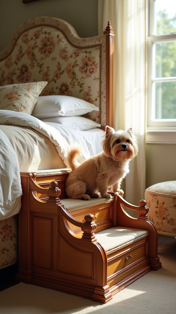 vintage dog stairs elegance