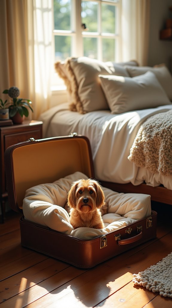 vintage suitcase dog bed