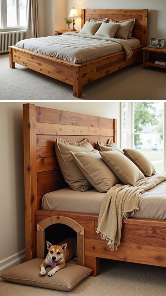 cedar beds with doghouses