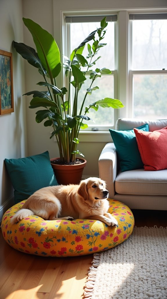 colorful dog beds decorate comfortably
