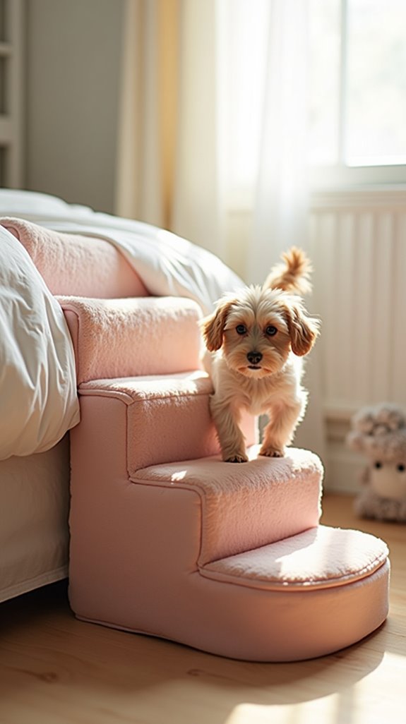 comfortable plush dog stairs