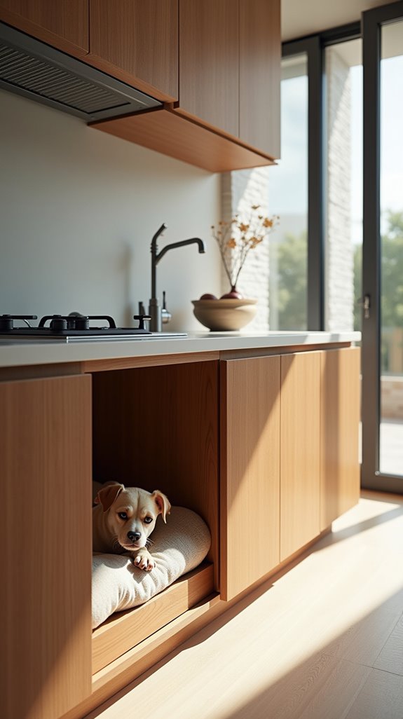 concealed dog beds kitchen storage