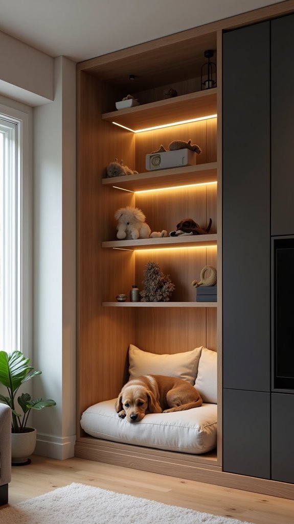 cozy built in dog bed