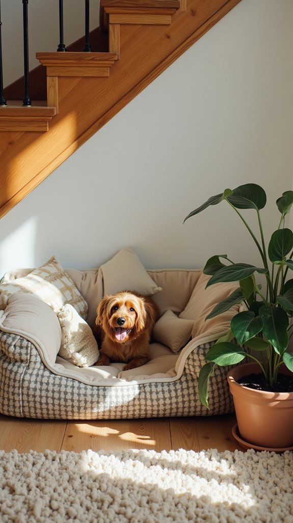 cozy under stair dog nook