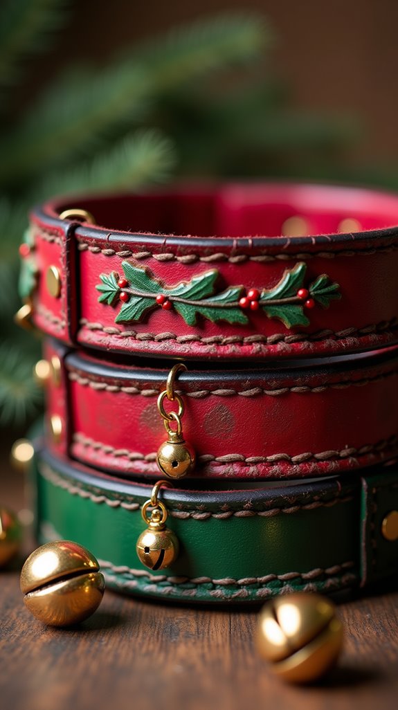 holiday themed leather collars