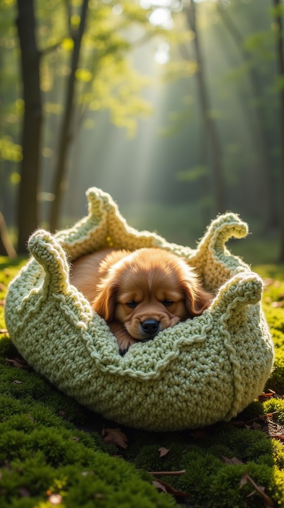 nature inspired crochet pet beds