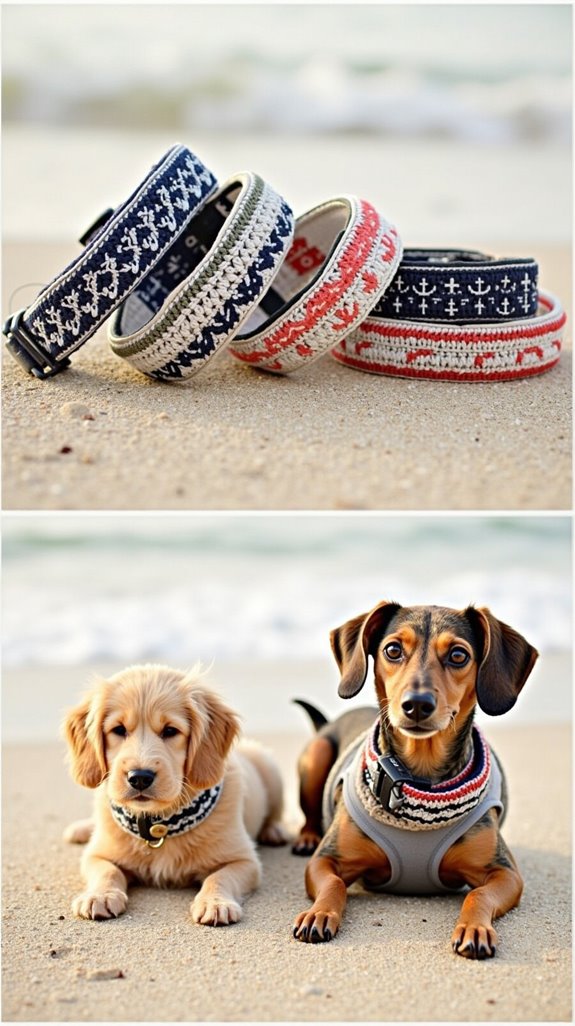 nautical crochet dog collars