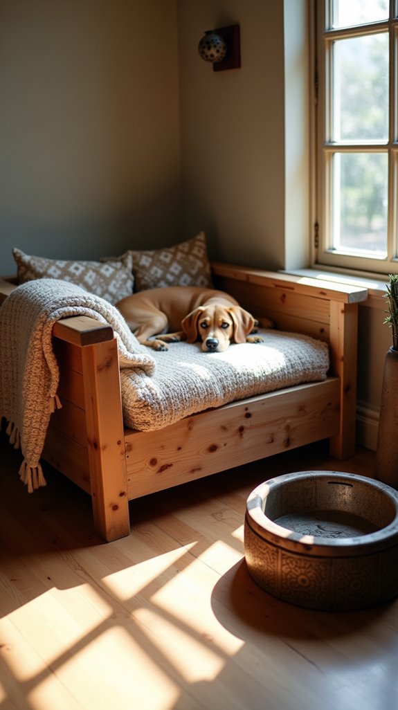 rustic wooden dog beds