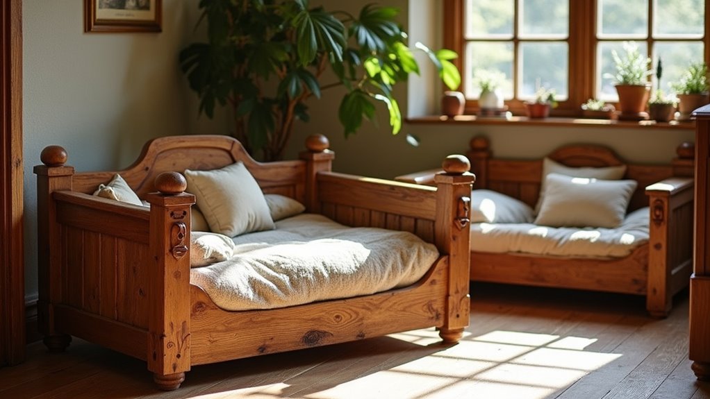rustic wooden dog beds