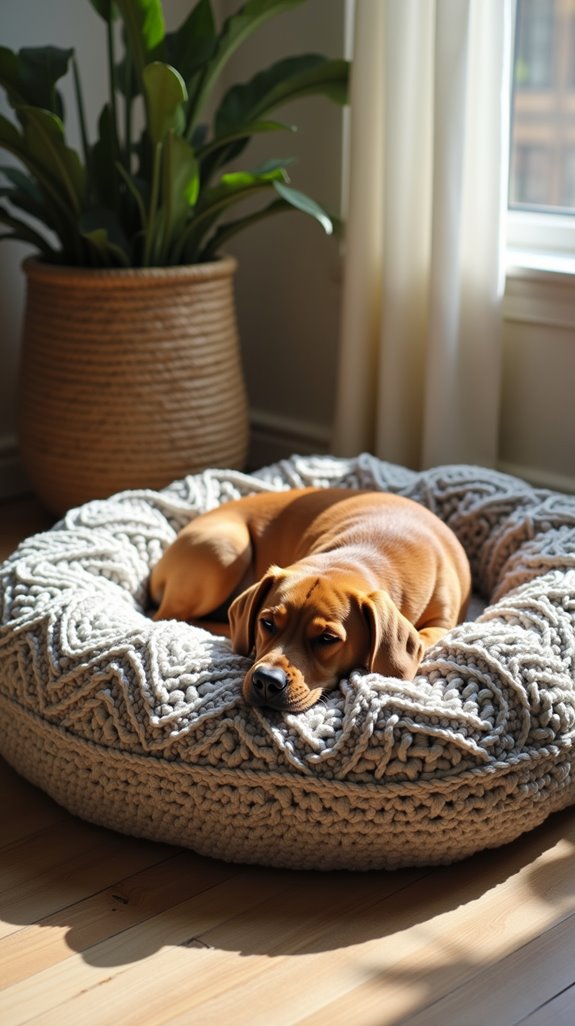 stylish crochet dog bed