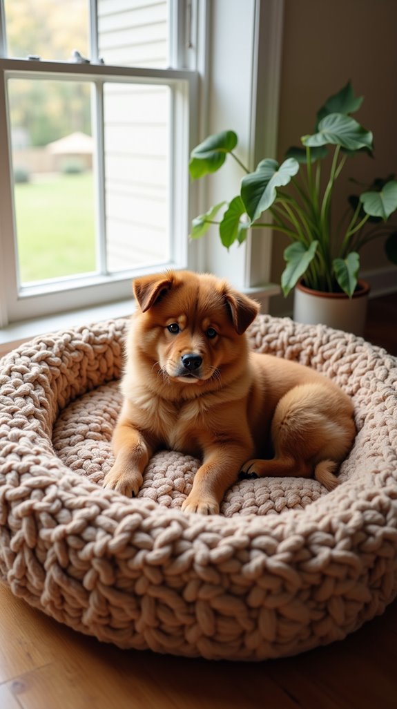 t shaped crochet dog bed