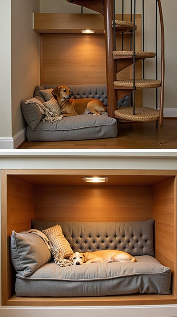 under stairs dog bed nook