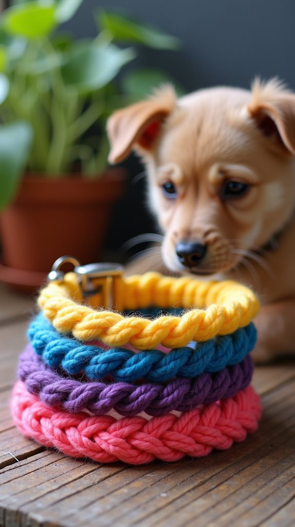 vibrant striped crochet collar